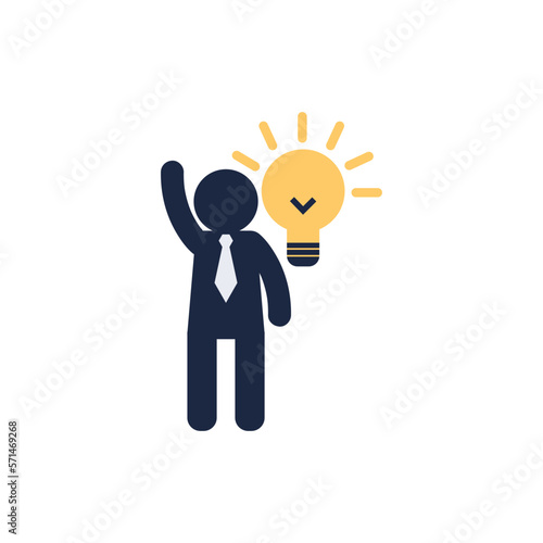 isolate man with light bulb idea icon symbol