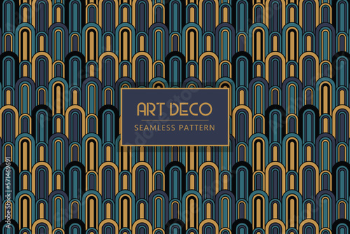 Art deco architectural geometric abstract shapes dark pattern seamless repeat swatch pattern