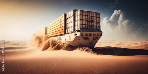 Cargo container ship strand...