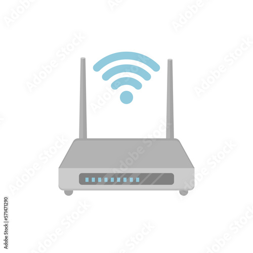 Obraz na płótnie Wi-Fi access point, laptop and phone connection to Wi-Fi point. Wireless router vector icon w salonie