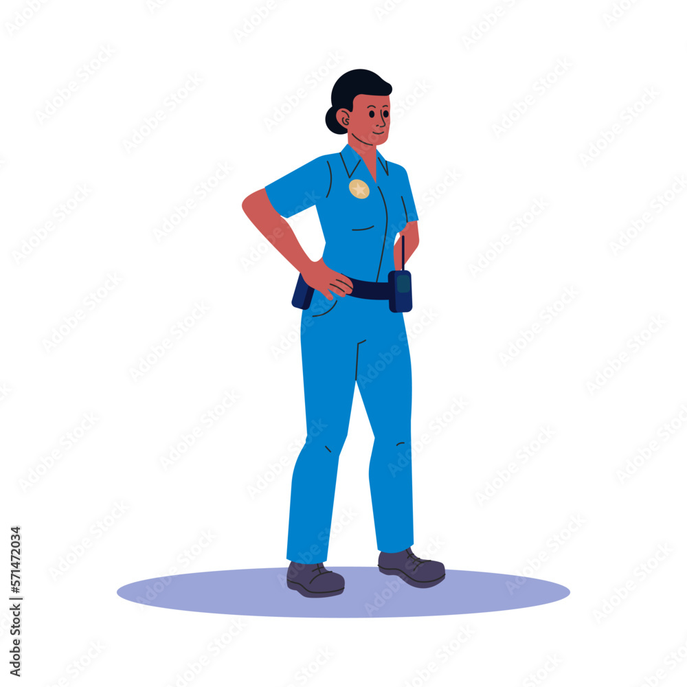 Female police officer in uniform vector illustration