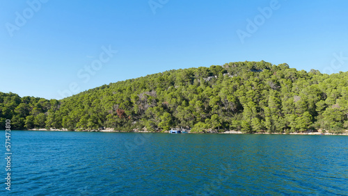 View of the beautiful forested Island of Mljet, Croatia © Eleseus