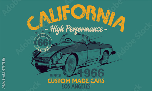 vintage racing car, Vintage typography vector illustration, Vector vintage american muscle car, T-shirt Graphics