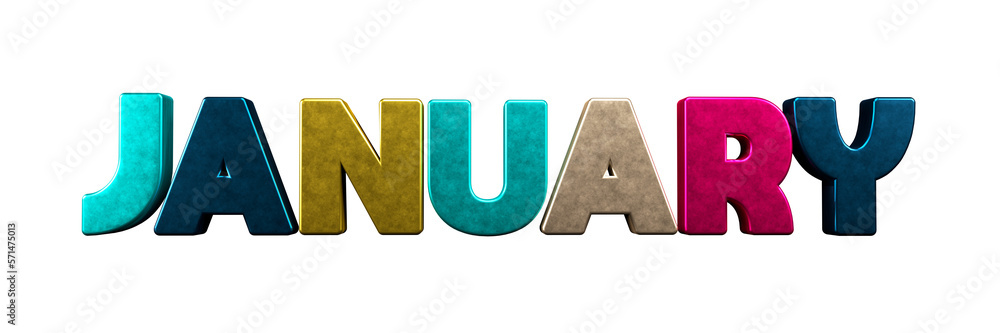 Bold and Colorful 3D January Text Illustration in Shades of Magenta ...