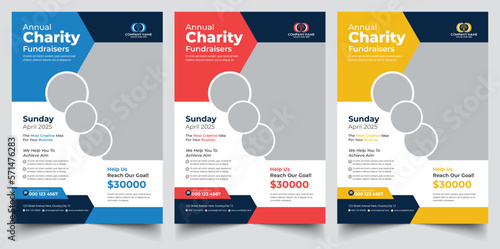 Charity and Sponsor Flyer Template Design for Food Donation