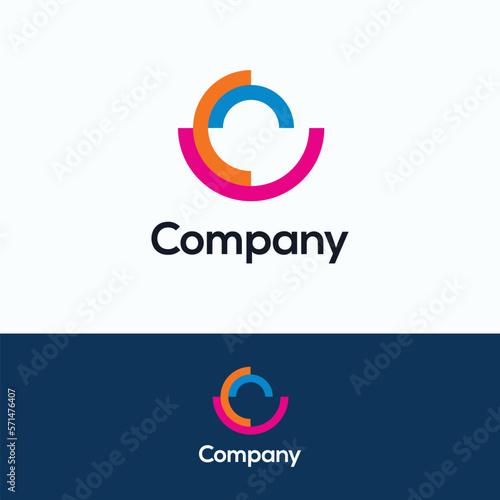 Сompany logo. Round circle  segment information logo template. Big data chart colorful globe sign.