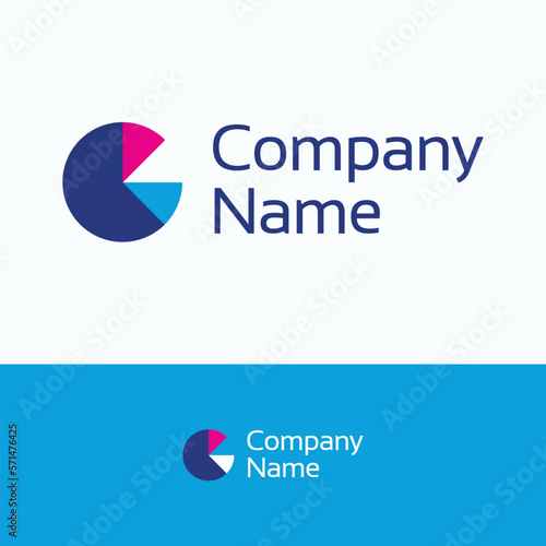 Сompany logo. Round chart segment information logo template. Big data statistics globe sign.