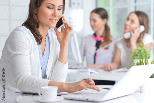 young cute women working in modern office