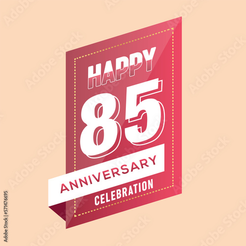85th anniversary celebration vector pink 3d design on brown background abstract illustration