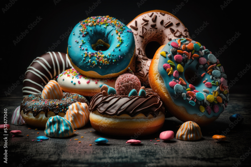 Donuts with sprinkles. Generative AI. Donuts with sprinkles. Generative AI.