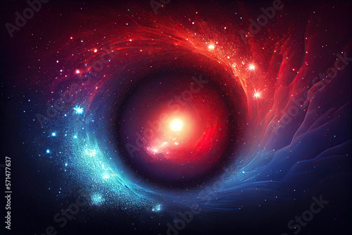 Red and blue gradient cosmic vortex starry sky background image 