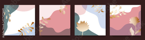 Minimalist social media post templates. Abstract spring floral backgrounds set. Editable vector illustration for greeting card, banner, web ads, mobile apps