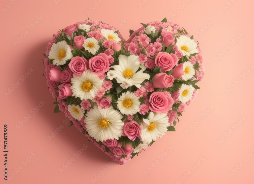 Valentine's day/ Mother's Day/ Women's Day card with a flower shaped heart Valentine's day/ Mother's Day/ Women's Day card with a flower shaped heart