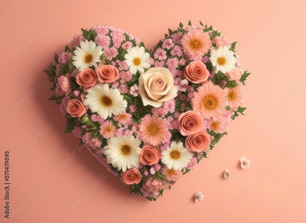 Valentine's day/ Mother's Day/ Women's Day card with a flower shaped heart Valentine's day/ Mother's Day/ Women's Day card with a flower shaped heart