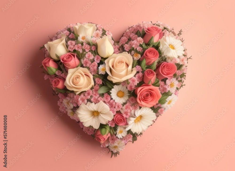 Valentine's day/ Mother's Day/ Women's Day card with a flower shaped heart Valentine's day/ Mother's Day/ Women's Day card with a flower shaped heart