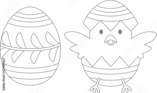 イースターの卵とヒヨコの塗り絵