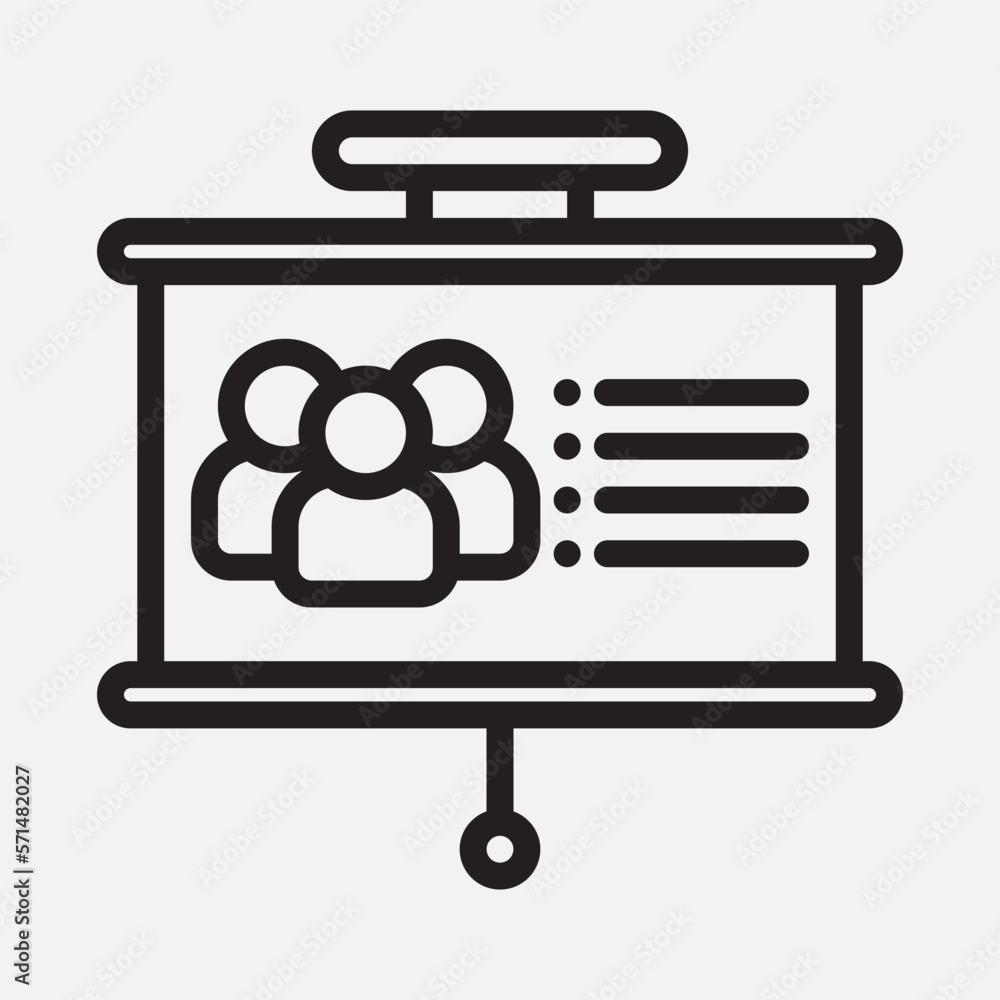 Group presentation icon in line style, use for website mobile app presentation Group presentation icon in line style, use for website mobile app presentation