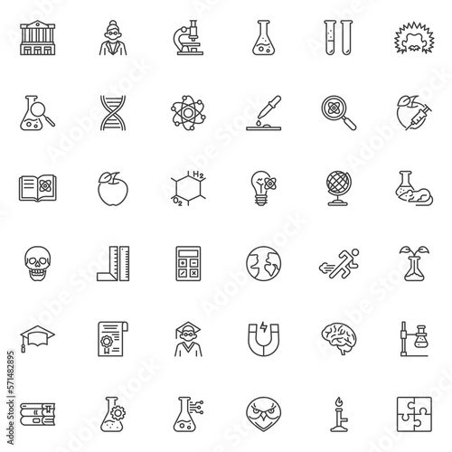 Science and education line icons set
