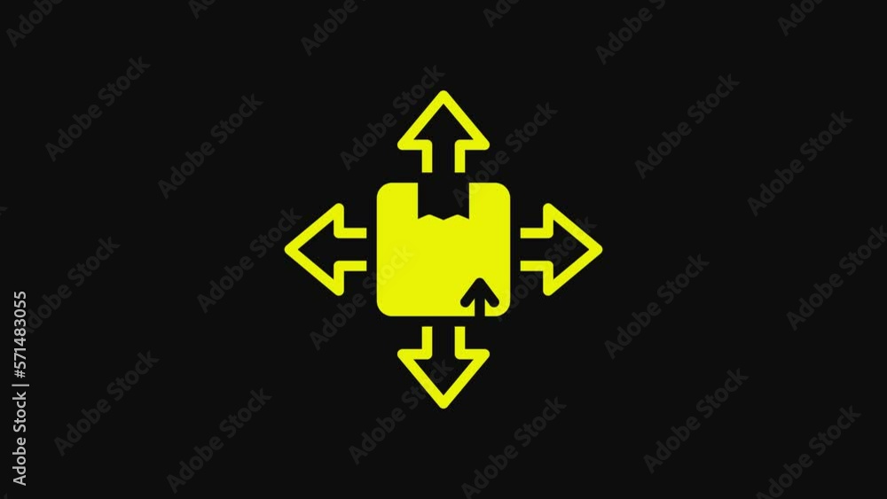 Yellow Carton cardboard box icon isolated on black background. Box, package, parcel sign. Delivery and packaging. 4K Video motion graphic animation Yellow Carton cardboard box icon isolated on black background. Box, package, parcel sign. Delivery and packaging. 4K Video motion graphic animation