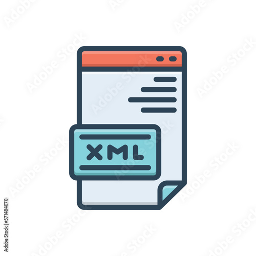 Color illustration icon for xml
