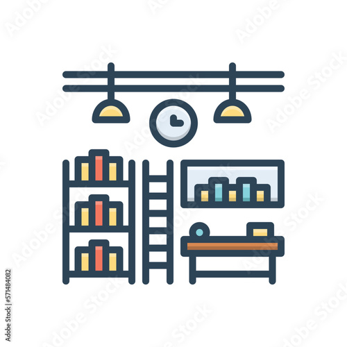 Color illustration icon for bookstore
