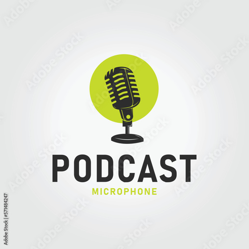 stand mic for podcast logo icon vector design illustration