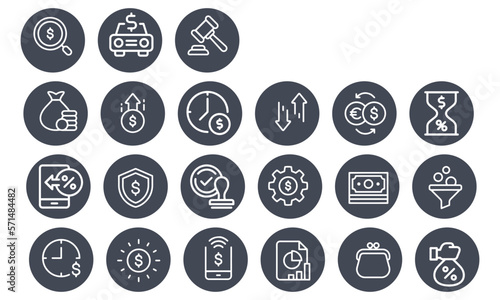 Finance and Banking Line Icons vector design 