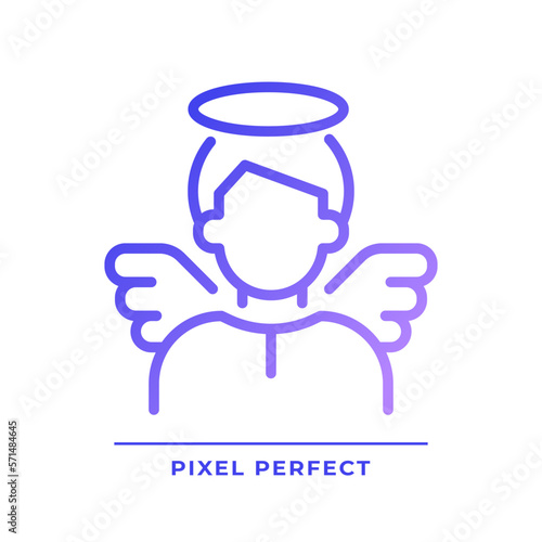 Innocent pixel perfect gradient linear vector icon. Character archetype. Psychoanalytic theory. Personality trait. Thin line color symbol. Modern style pictogram. Vector isolated outline drawing