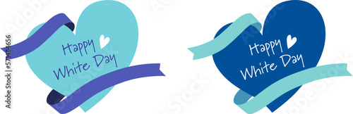 ホワイトデーのハートとリボンのデザイン　装飾素材