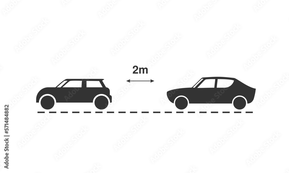 Safe zone. Distance between two car illustration.
