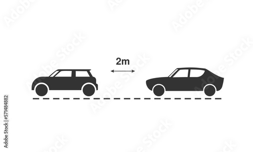 Safe zone. Distance between two car illustration.