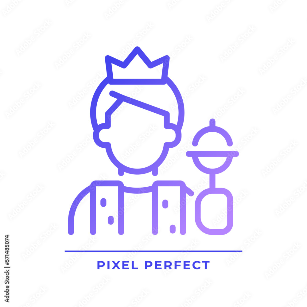 Ruler pixel perfect gradient linear vector icon. Power and control. Character and brand archetype. Leader skills. Thin line color symbol. Modern style pictogram. Vector isolated outline drawing Ruler pixel perfect gradient linear vector icon. Power and control. Character and brand archetype. Leader skills. Thin line color symbol. Modern style pictogram. Vector isolated outline drawing