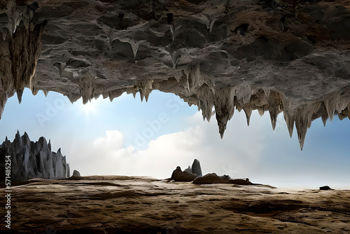 AI generated image of the inside of a cave photo