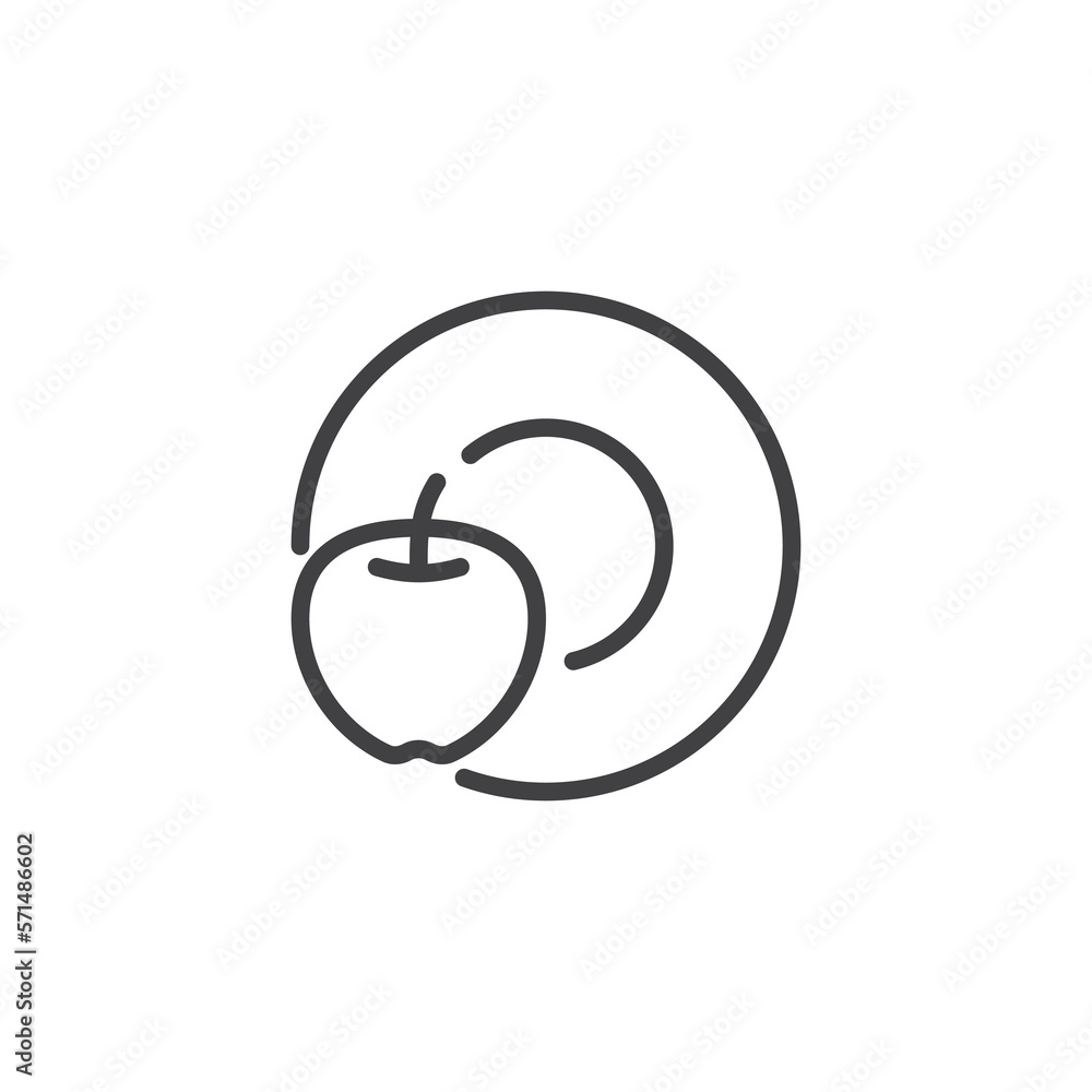 Plate with apple line icon