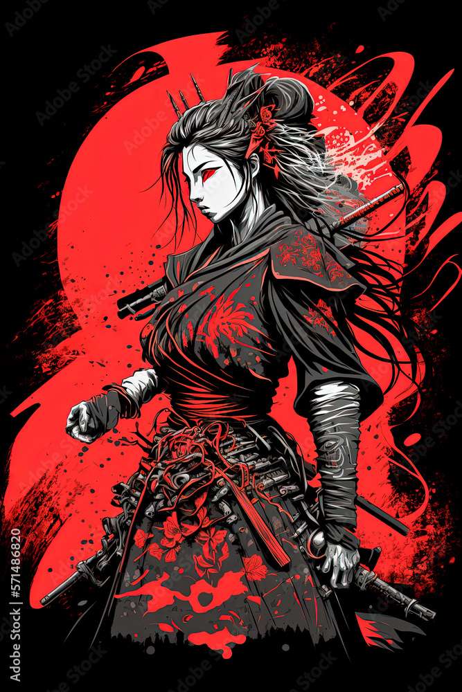 Angry samurai queen. Generative AI Angry samurai queen. Generative AI