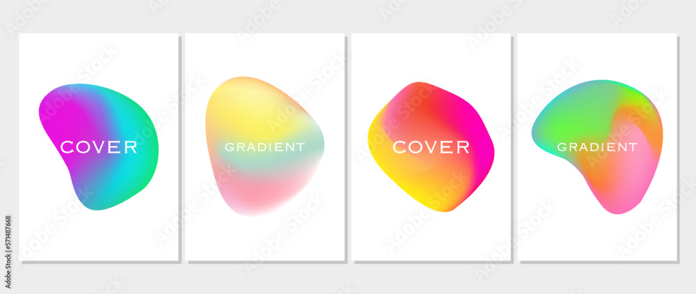 Vector posters. Set of abstract modern gradient elements. Dynamic color forms. Modern banners with smooth liquid shapes. Template for logo design, postcards, business cards, presentations, covers.