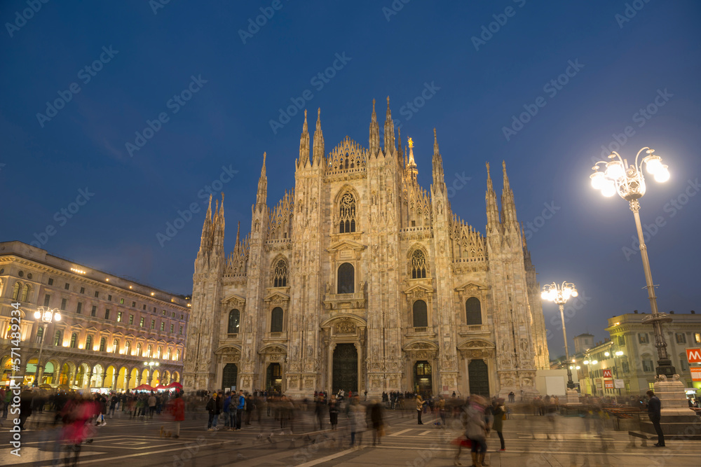 Cathedral in Dusk in City of Milan, Lombardy, Italy.