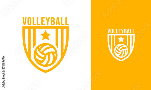 Simple volleyball logo with shield and ball
