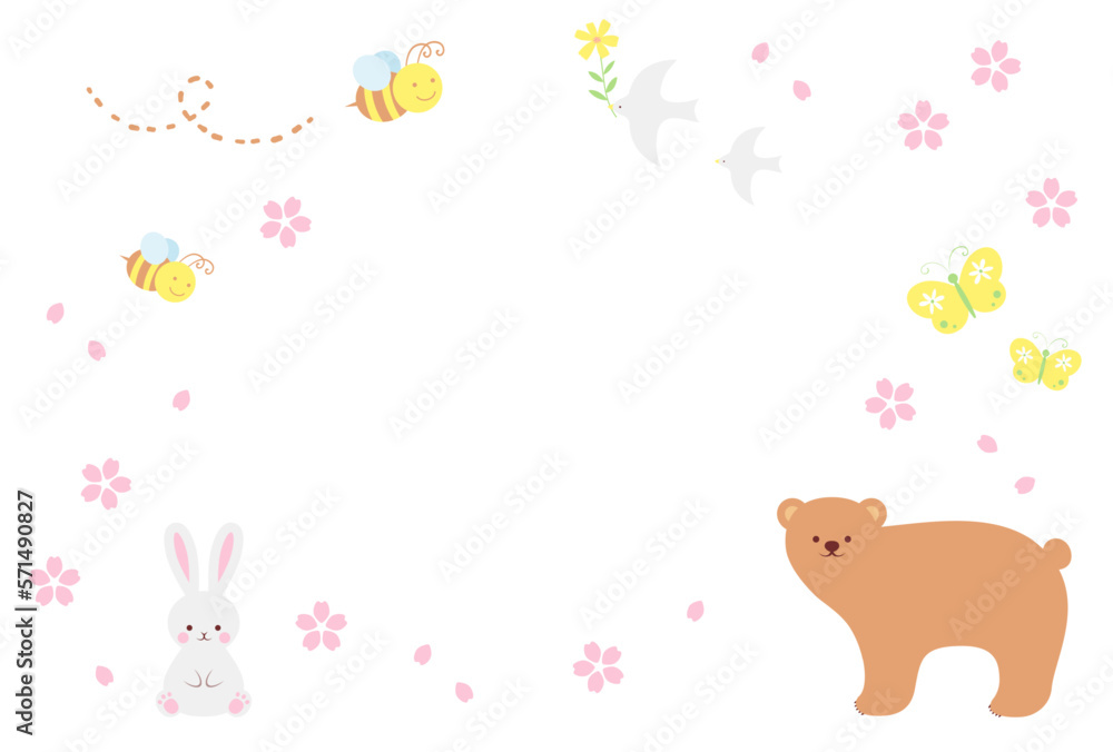 spring vector background with a set of animals, insects and cherry blossoms for banners, cards, flyers, social media wallpapers, etc. spring vector background with a set of animals, insects and cherry blossoms for banners, cards, flyers, social media wallpapers, etc.