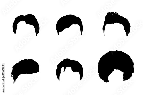 Set of silhouettes of male hair wigs vector design