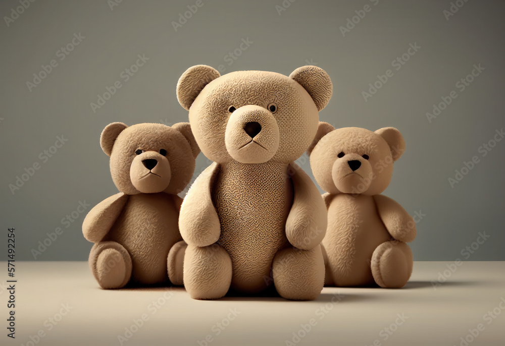 group of teddy bears created with Generative AI technology group of teddy bears created with Generative AI technology