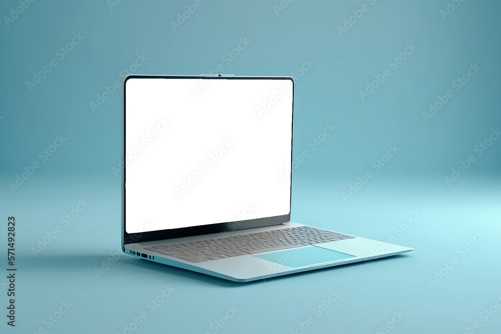 Modern laptop mockup with blank white screen, Generative Ai Modern laptop mockup with blank white screen, Generative Ai
