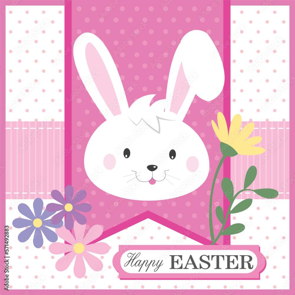easter card with bunny and flower