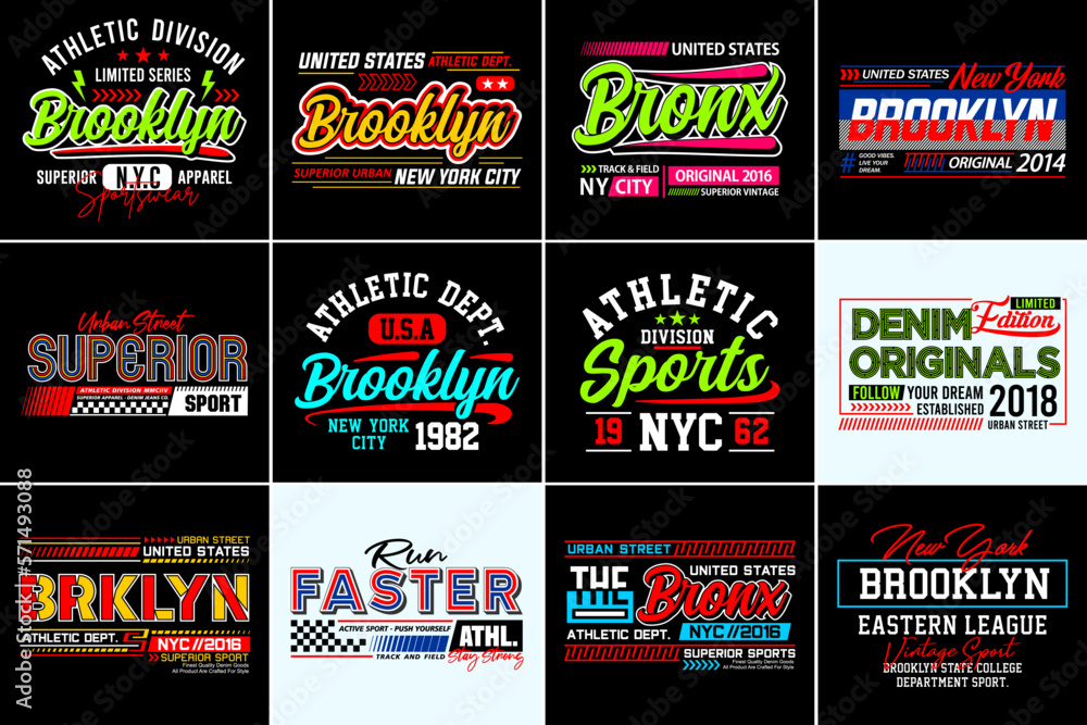 Collection of urban style vector illustration, labels, badges, typography design, t Shirt print