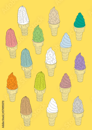 Icecream color vector Icon illust 