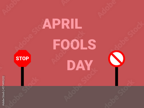 flat design stop April fools day vector illustration