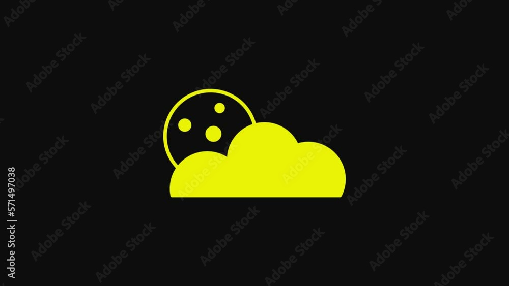 Yellow Moon and stars icon isolated on black background. Cloudy night sign. Sleep dreams symbol. Full moon. Night or bed time sign. 4K Video motion graphic animation Yellow Moon and stars icon isolated on black background. Cloudy night sign. Sleep dreams symbol. Full moon. Night or bed time sign. 4K Video motion graphic animation