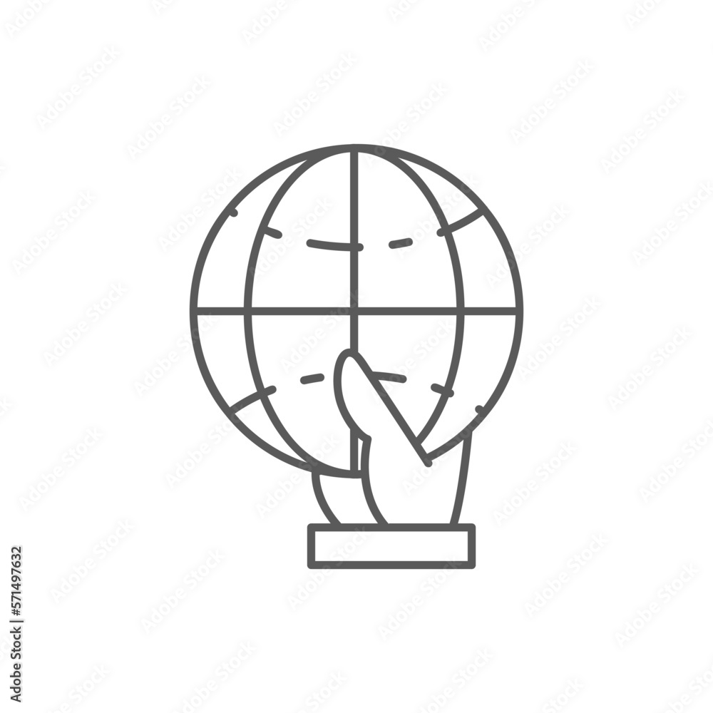 Hand holding Earth globe, save the planet, Earth day lineal icon. Global technology, internet, social network symbol design. Hand holding Earth globe, save the planet, Earth day lineal icon. Global technology, internet, social network symbol design.