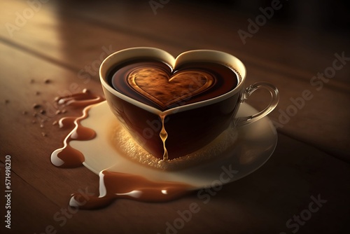 Coffee Chocolate Heart Valentine Love Cup Mug Generative AI photo