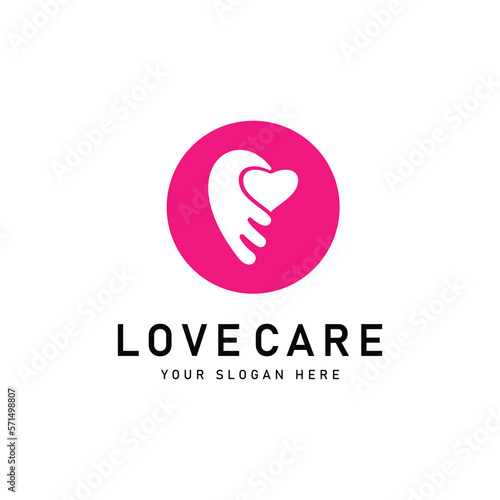 Heart care logo design template vector icon